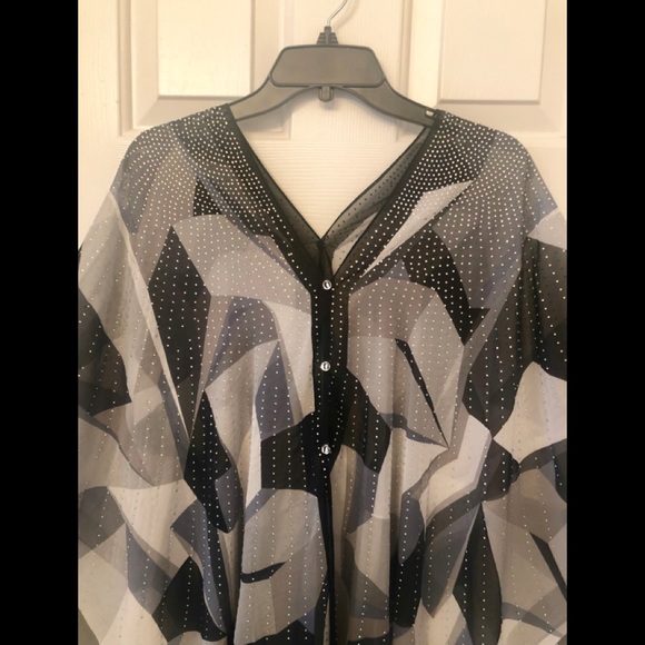 Geometric Rhinestone Bling Poncho - Picture 2 of 3